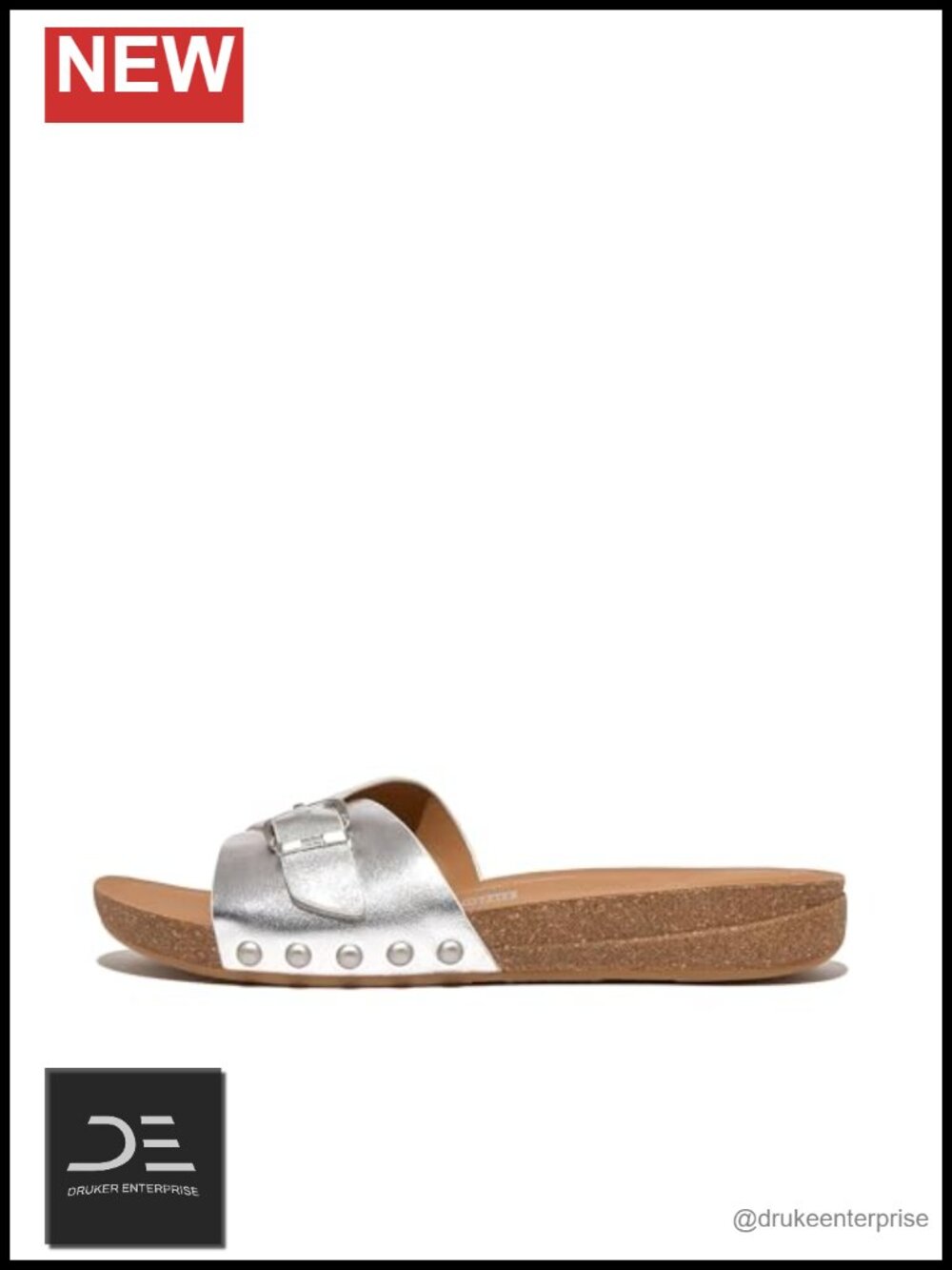Women's Slide Sandals Wedge Heel Leather Ankle Strap Buckle
